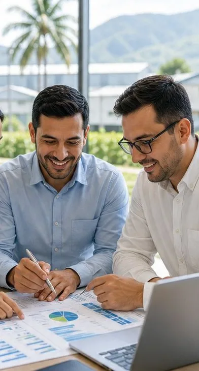 Consultores revisando cifras financieras