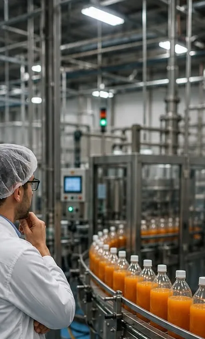 Ingeniero supervisando una línea de producción